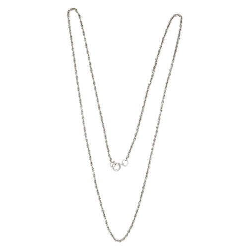 14K White 1.3mm Carded Machine Rope Chain