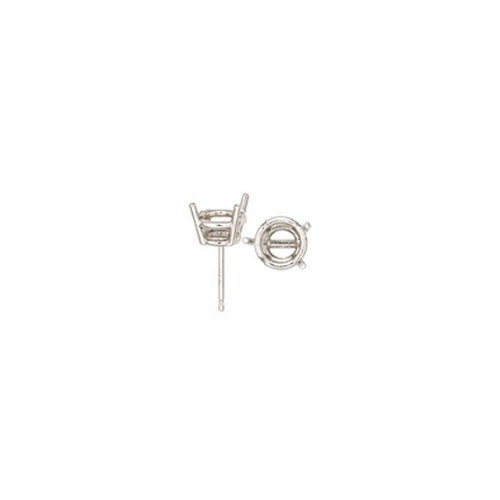 14k White Gold 3-Prong Double Wire Round Friction Back Earring