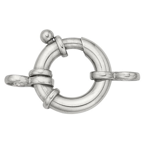 14K White Gold Heavy Spring Ring w/ 2-Rings