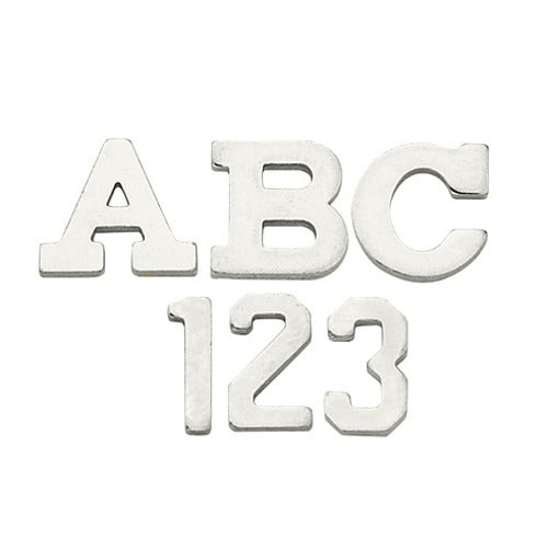 14k White 5.32 mm Block Initial