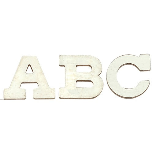 14k White 6.38 mm Block Initial