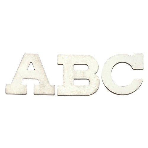 14k White 9.55 mm Block Initial