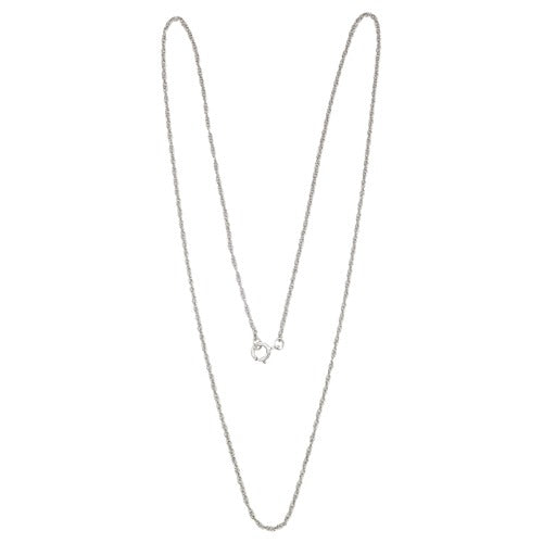 14K White 1.15mm Carded Machine Rope Chain