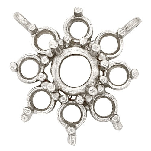 14k White Round Top Cluster