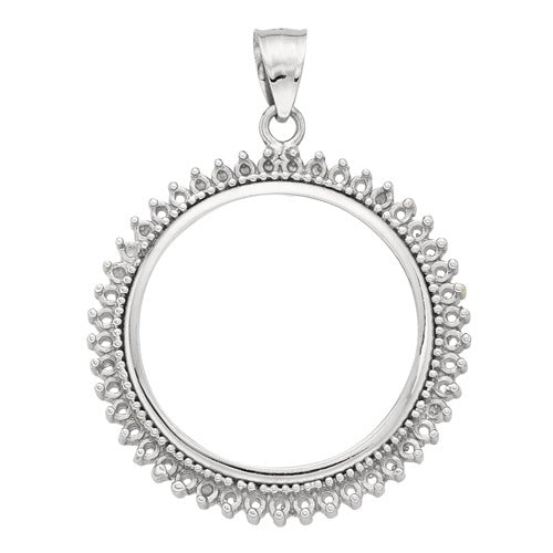 14k White Coin Bezel w/ Diamond Setting