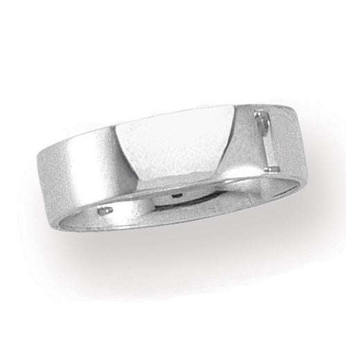 14k White Gold Flat Band 6 mm Size 6.5