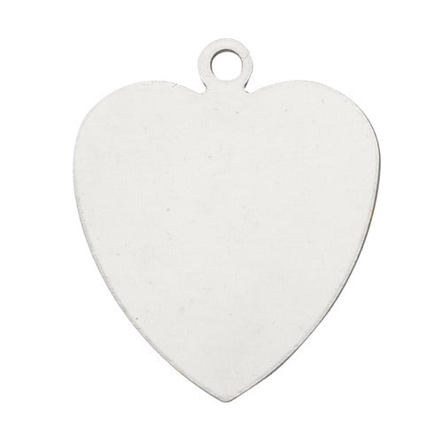 14K White Heart Shape Blank Disk, 6.5 x 6.5mm