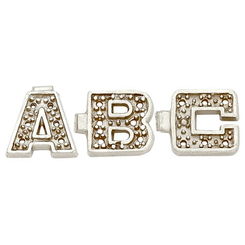 14k White Block Initial w/ 0.005ct