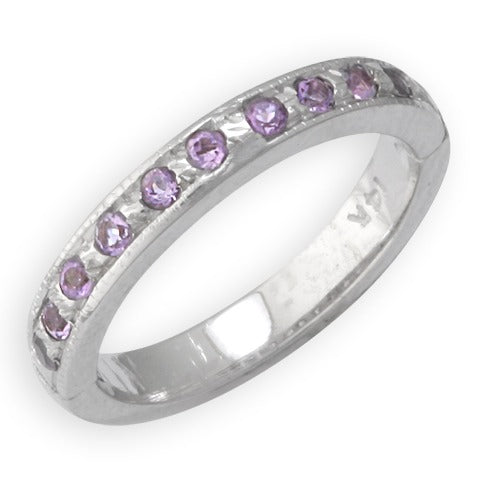 14k White Gold Amethyst Toe Ring, Size 2.75