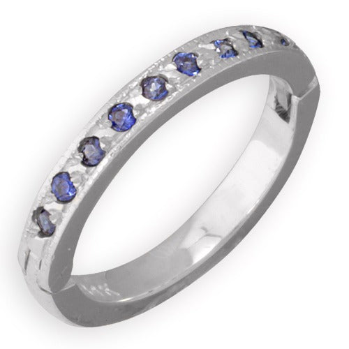 14k White Gold Blue Sapphire Toe Ring, Size 3.75