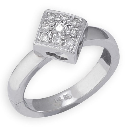 14k White Gold Diamond Shape w/ Diamond Toe Ring 3.00