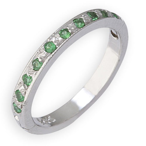 14k White Gold Green Garnet (Tsavorite) Toe Ring, Size 1.75