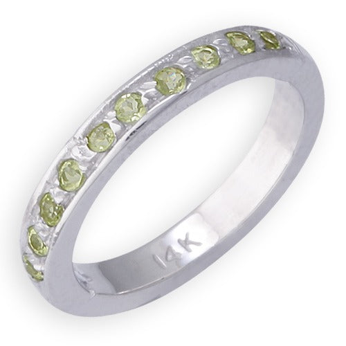 14k White Gold Peridot Toe Ring, Size 3.50