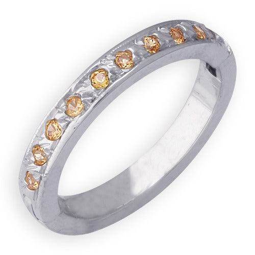 14k White Gold Toe Ring w/ Yellow Sapphire, Size 2.75