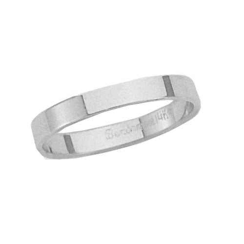 14k White Gold Flat Band 3 mm Size 6