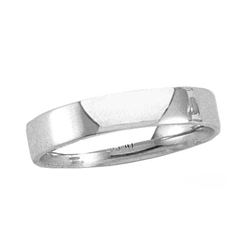 14k White Gold Flat Band 4 mm