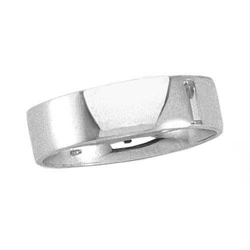 14k White Gold Flat Band 6 mm Size 12.5