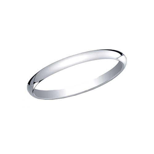 14k White Gold Half Round Band 2 mm