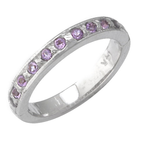 14k White Gold Amethyst Toe Ring