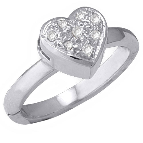 14k White Gold Heart Shape Toe Ring w/ Diamond