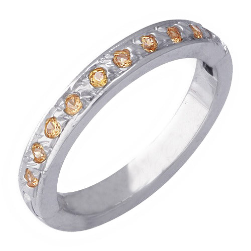 14k White Gold Toe Ring w/ Yellow Sapphire