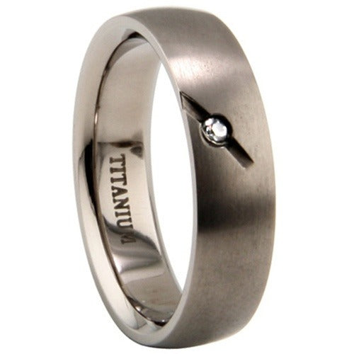 Titanium Ring w/ Cubic Zirconia Size-13.5