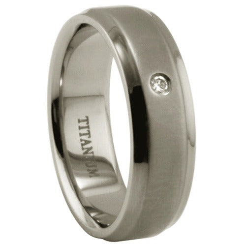 Titanium Ring w/ Cubic Zirconia