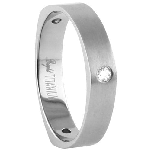 Titanium Ring w/ Cubic Zirconia