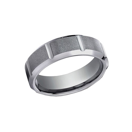 Tungsten Wedding Band 7mm Wide, Size 8