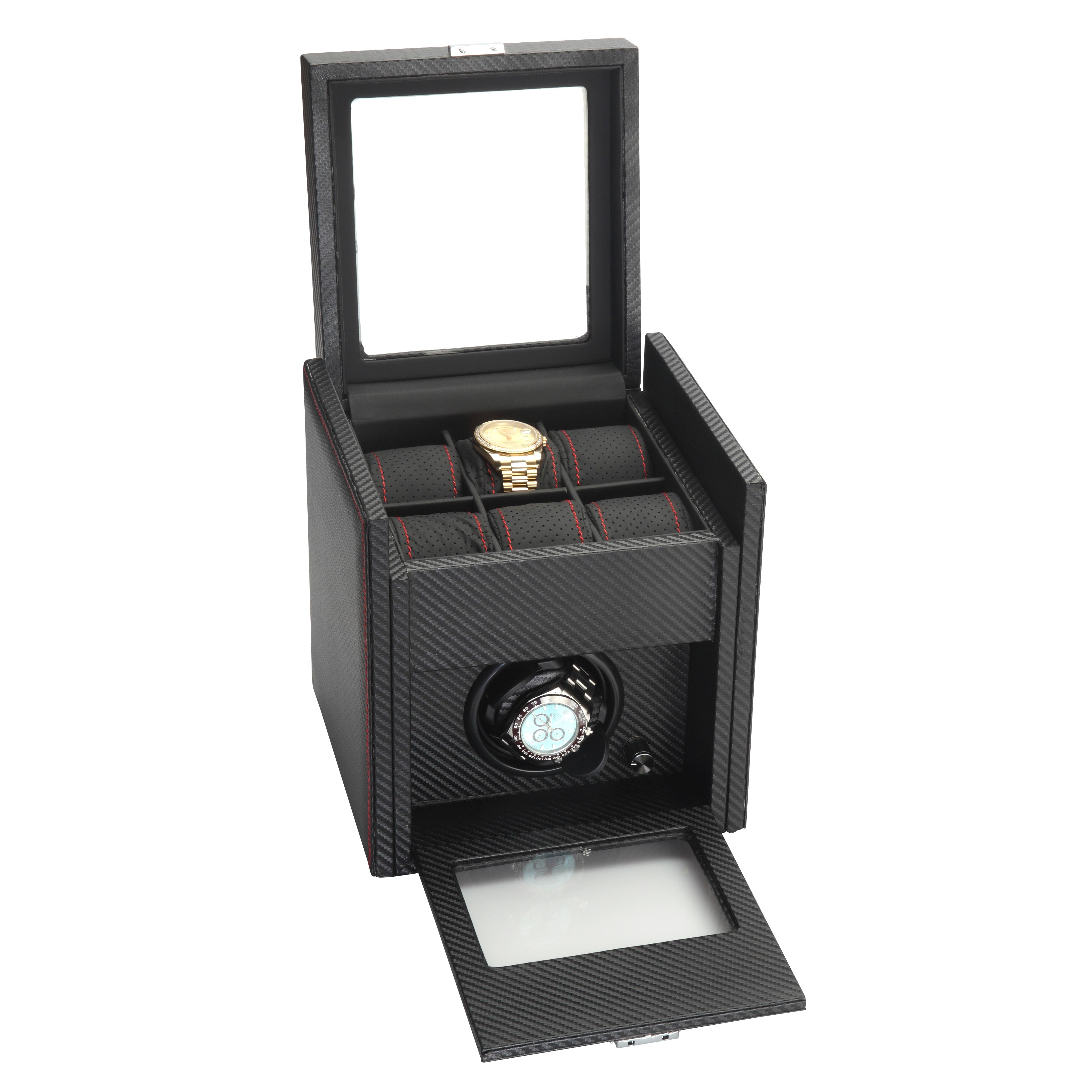 Diplomat "Modena" Single Watch Winder in Carbon Fiber