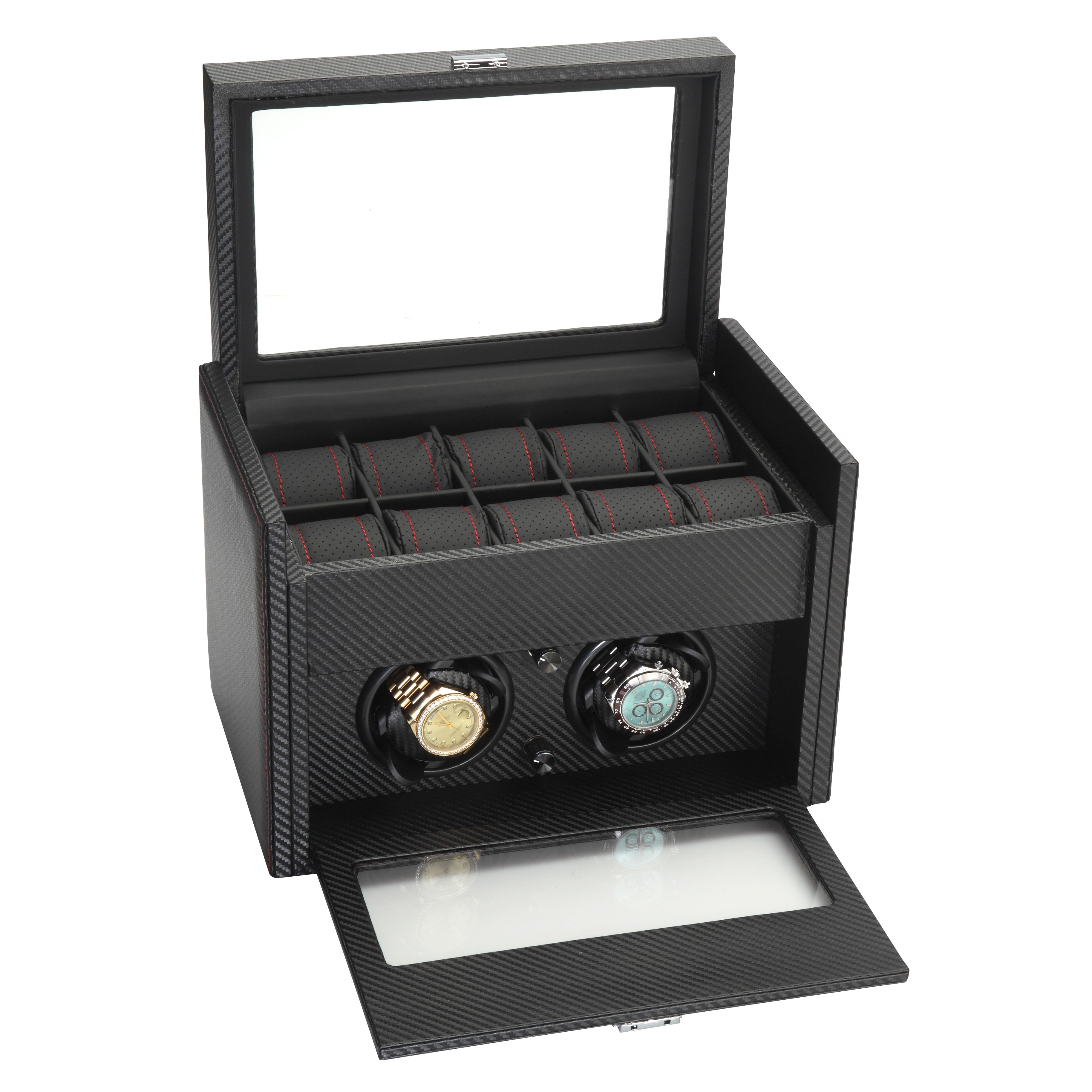 Diplomat "Modena" Double Watch Winder in Carbon Fiber