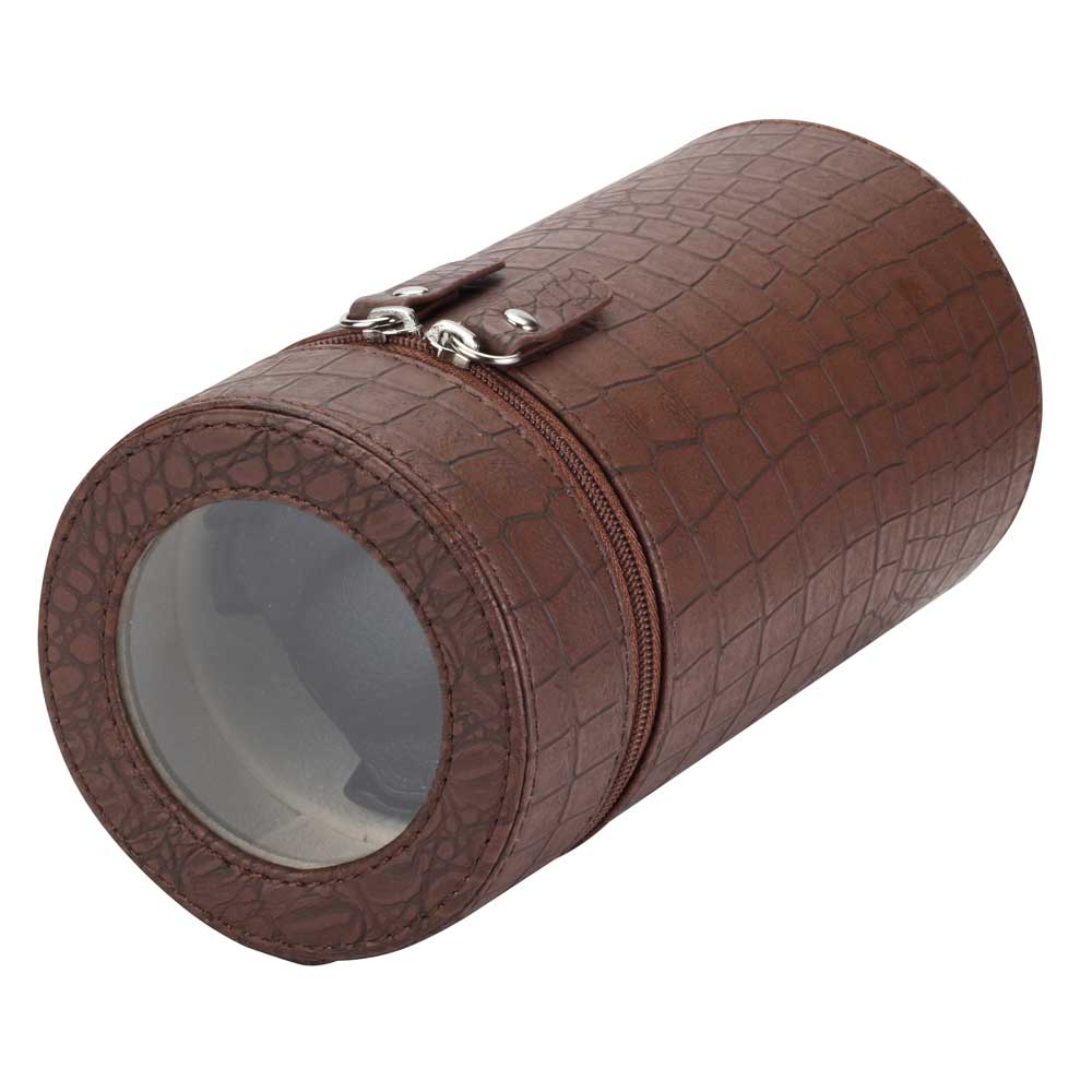 Diplomat Travel - Single (1) Watch Winder - Brown Leatherette Crocodile Print 