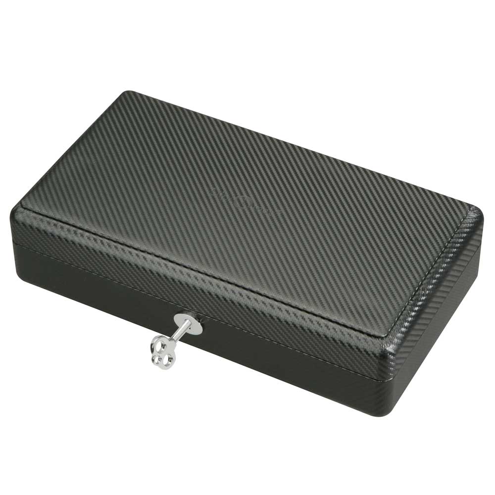 Diplomat 12 Watch Case -Carbon Fiber Pattern / Black Suede Interior Removable Tray