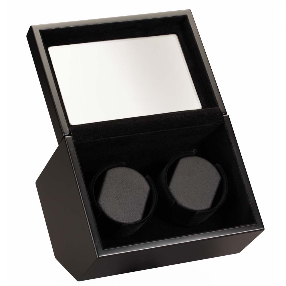 Diplomat Matte Black Finish Double Wooden Watch Winder