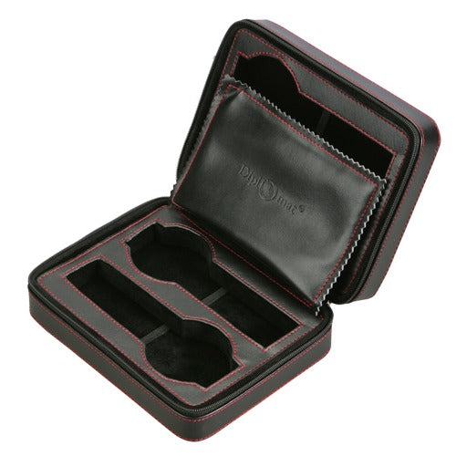 Diplomat 4 Watch Travel Case - Black Leatherette / Black Suede Interior