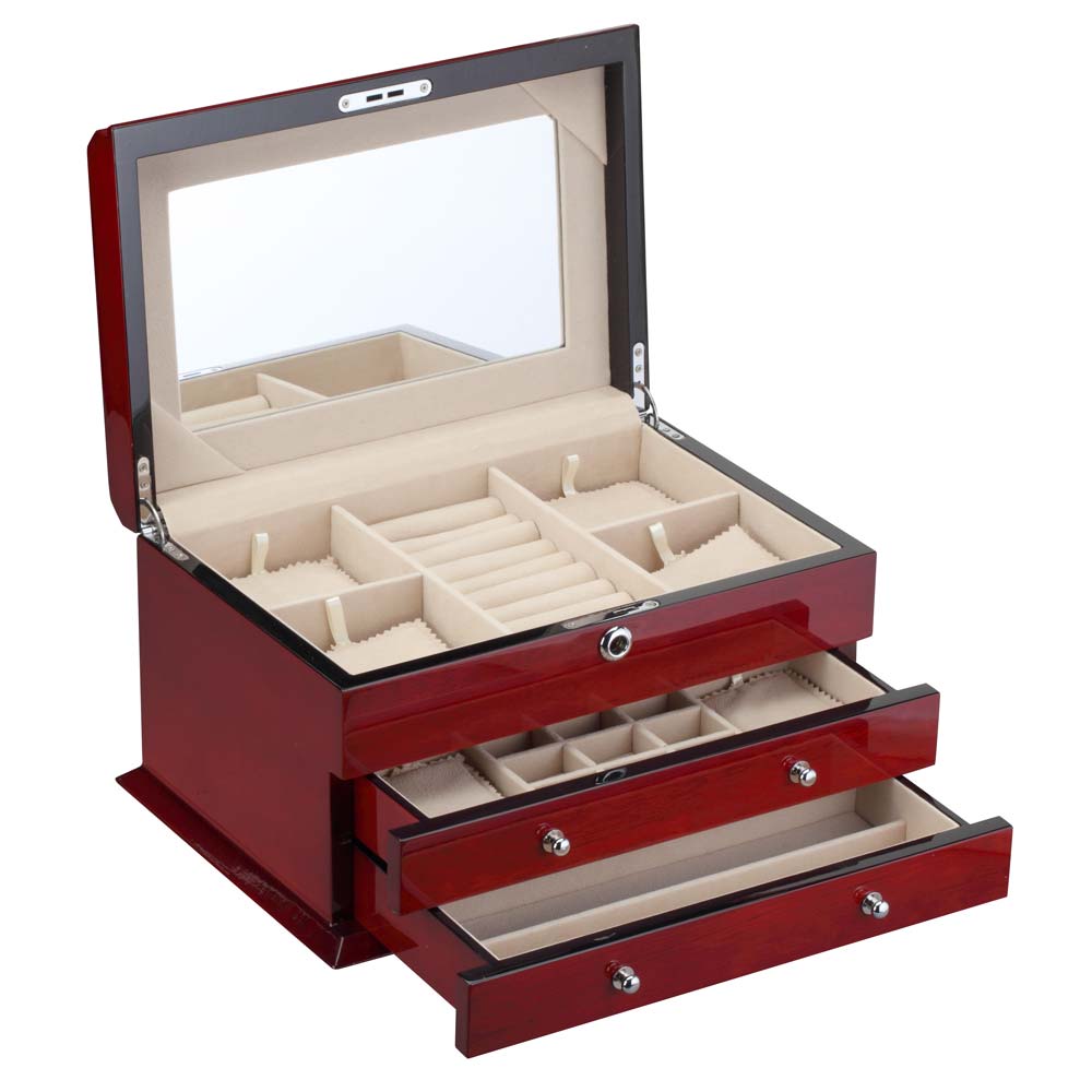 2-Drawer Locking Jewelry Chests in Cherry