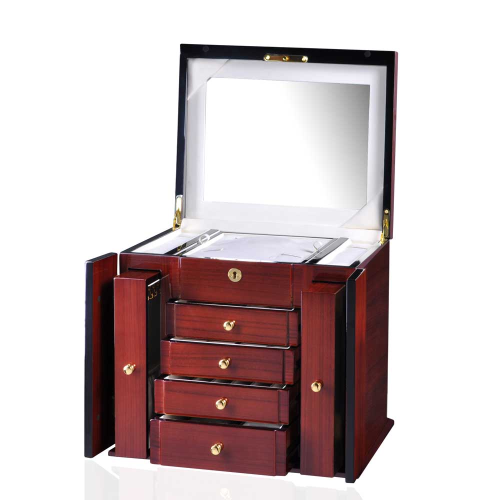 4-Drawer Locking Jewelry Chests in Mahogany