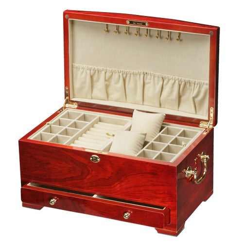 Locking Jewelry Chests w/Lower Drawer in Mahogany