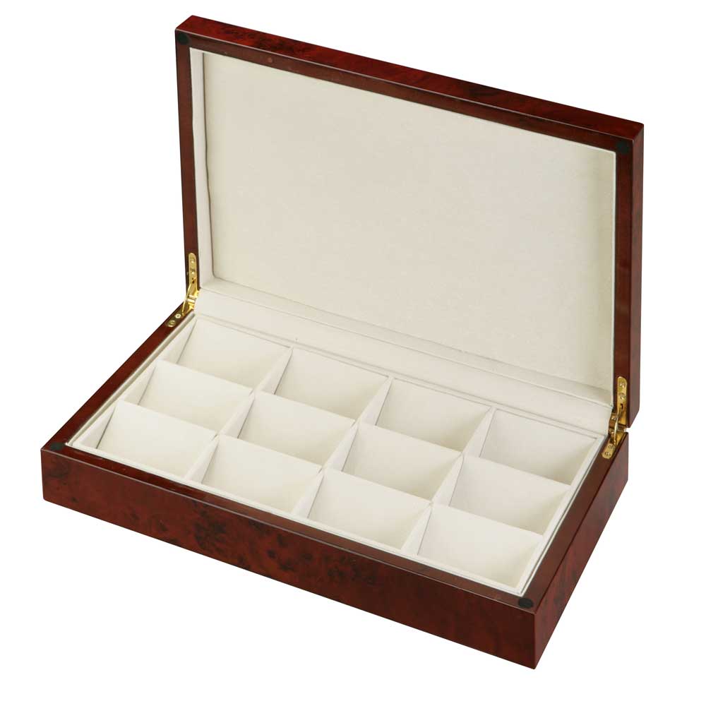 Diplomat "Estate" 12-Cushion Solid-Lid Pocket Watch Cases in Ebony or Burlwood