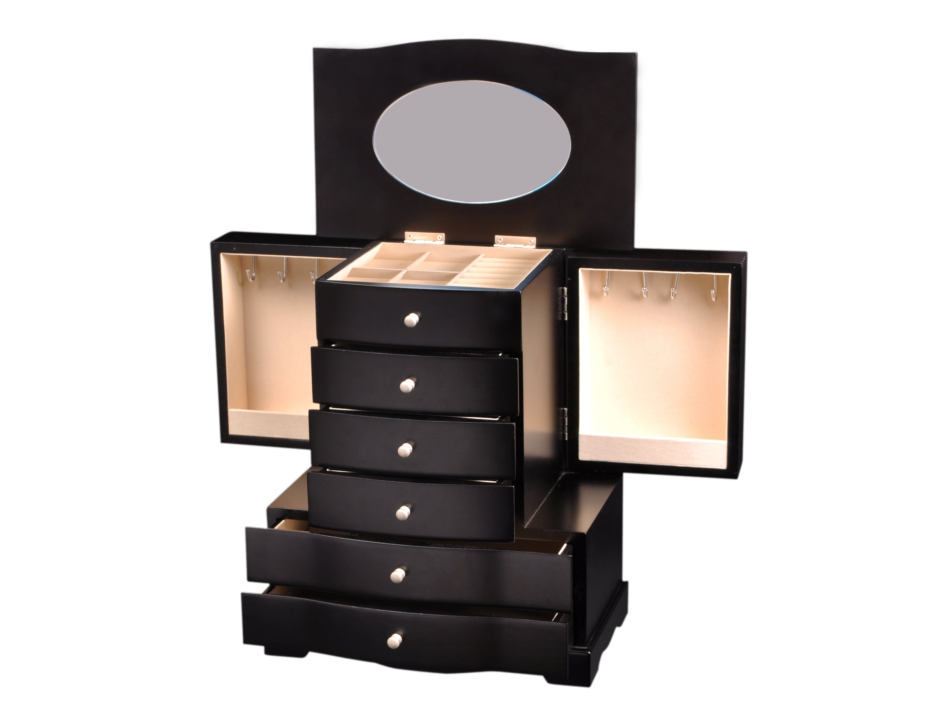 5-Drawer Jewelry Armoires in Ebony