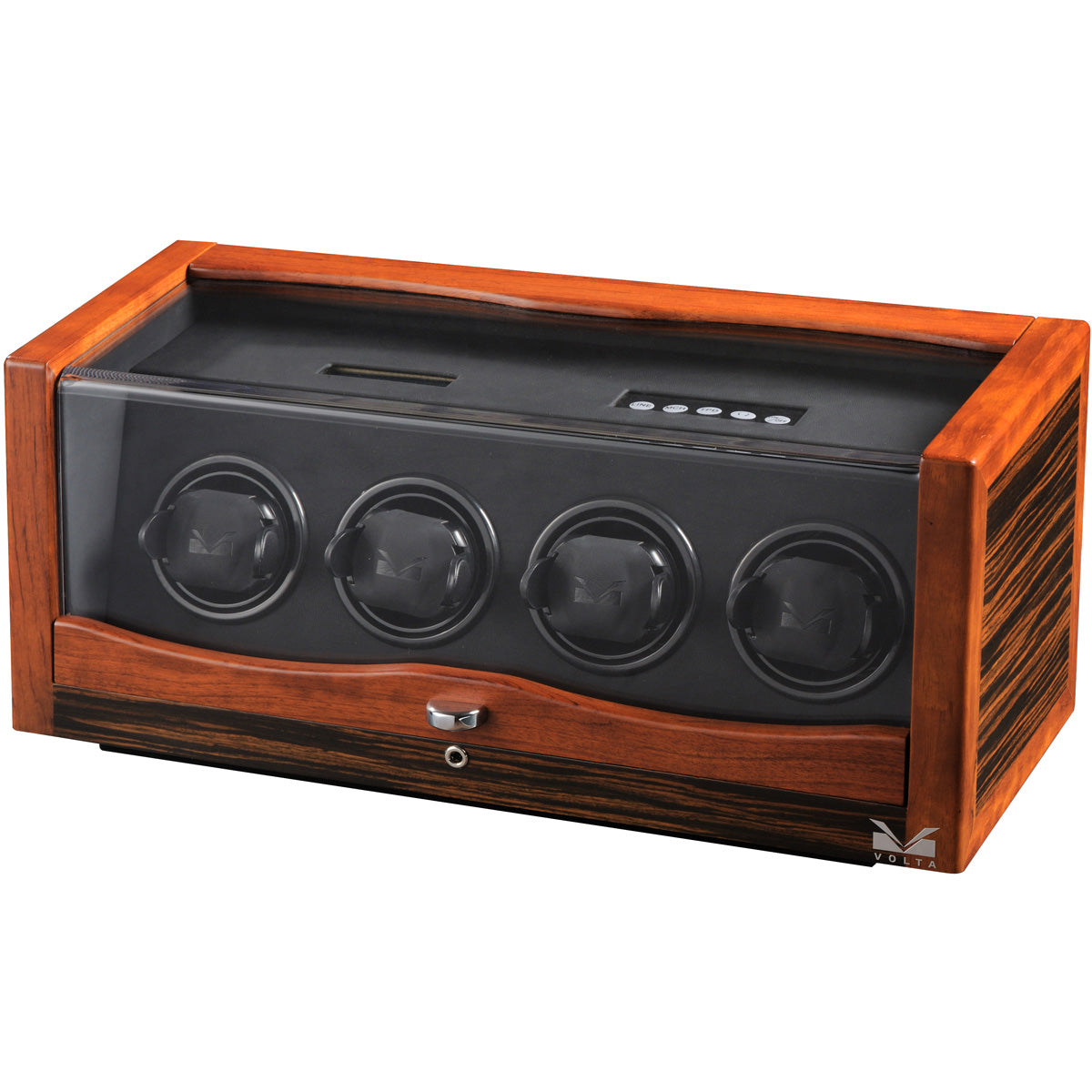 Volta 4 Watch Winder - Ebony Rosewood Finish Black Leather Interior