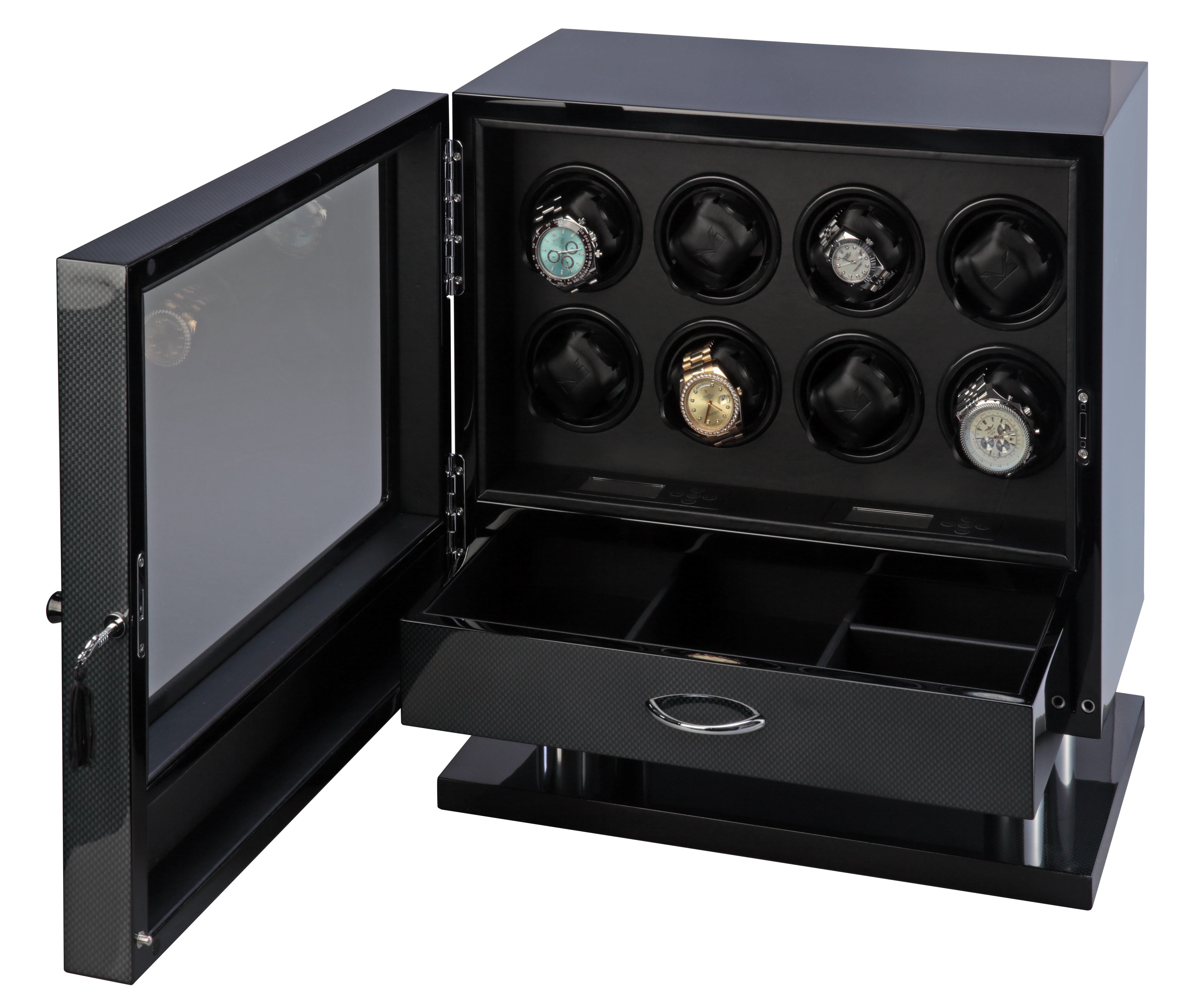 Volta Signature 8-Watch Winder in Carbon Fiber, With Storage