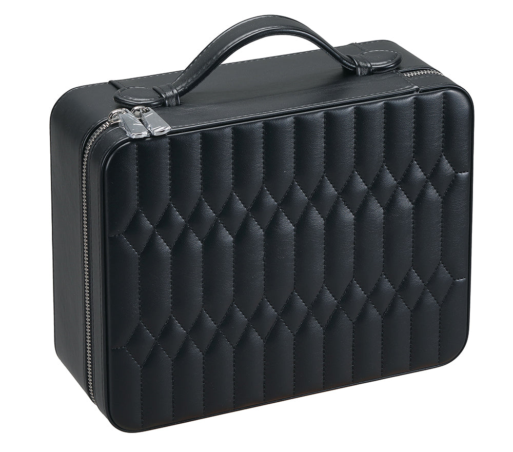 Volta 6 Watch Travel Case in Black Leatherette and Blue Microsuede Interior