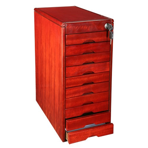 10-Drawer Locking Tray Cabinets in Mahogany, 15.75" L x 9" W