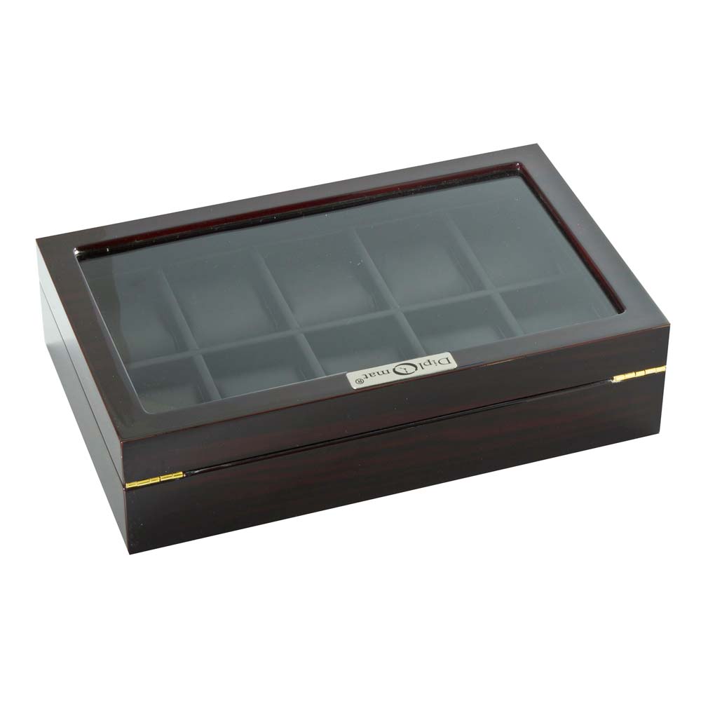 Diplomat 10 Watch Case - Locking Lid / Removable Cushion.Compartments