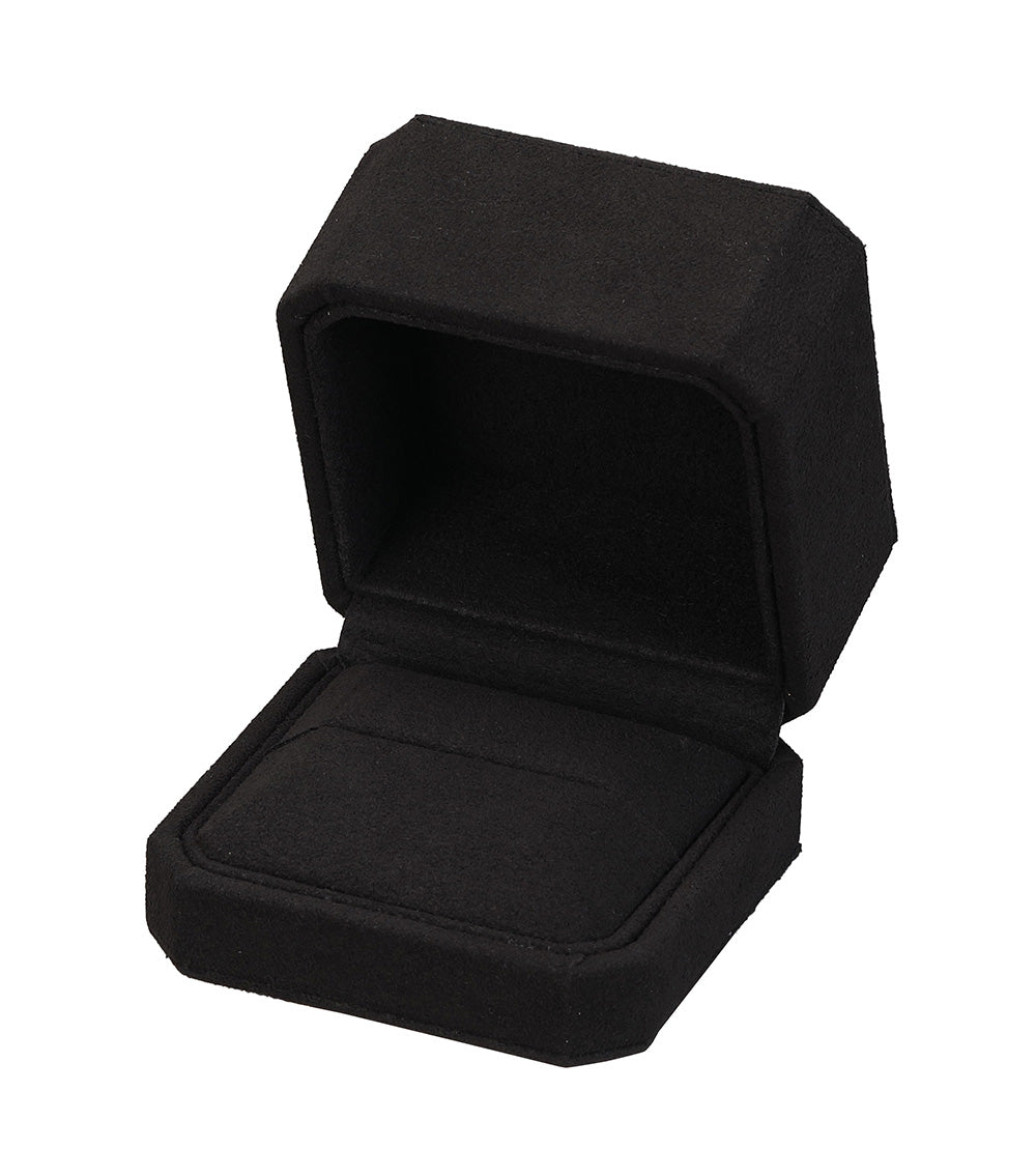 "Opulent" Ring Slot Box in Black Microsuede