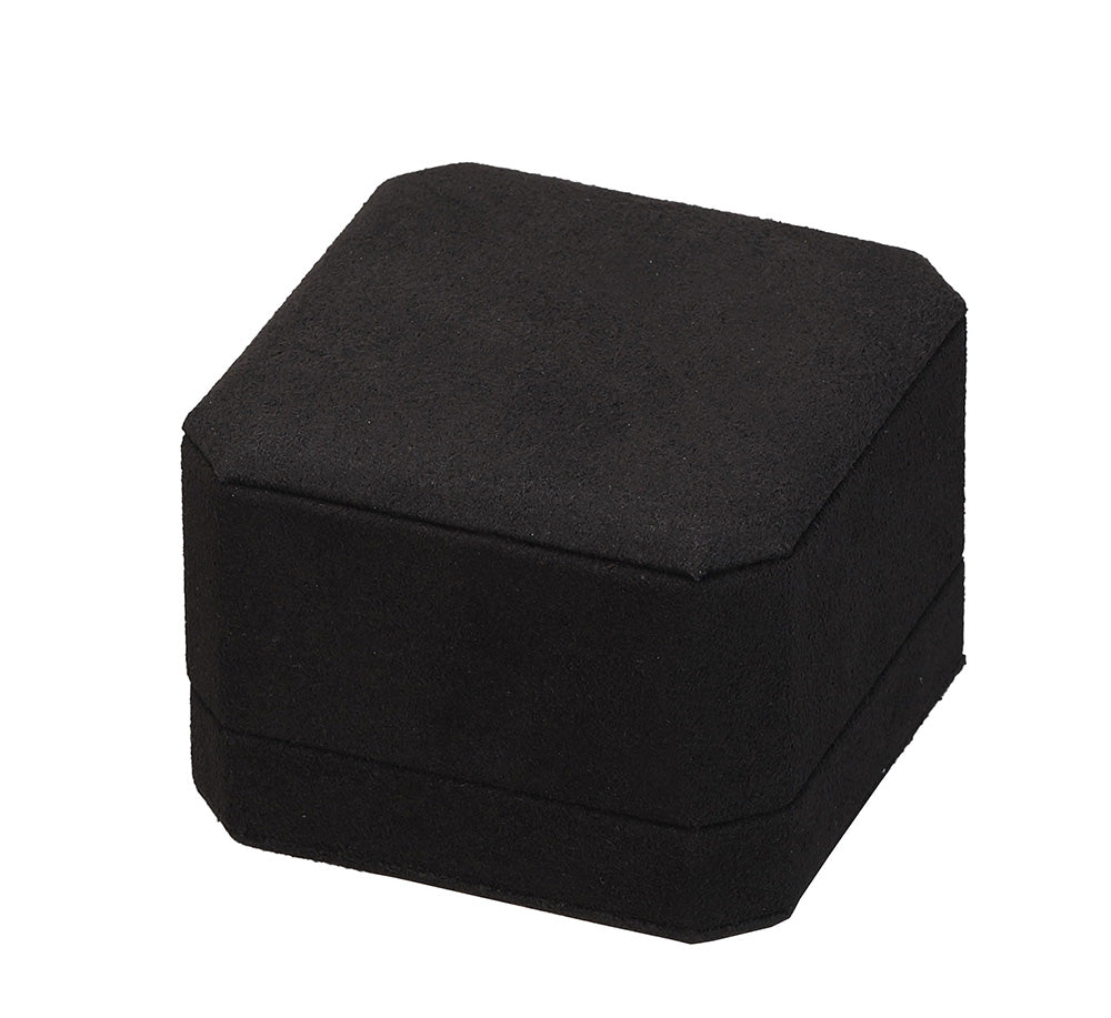 "Opulent" Ring Slot Box in Black Microsuede