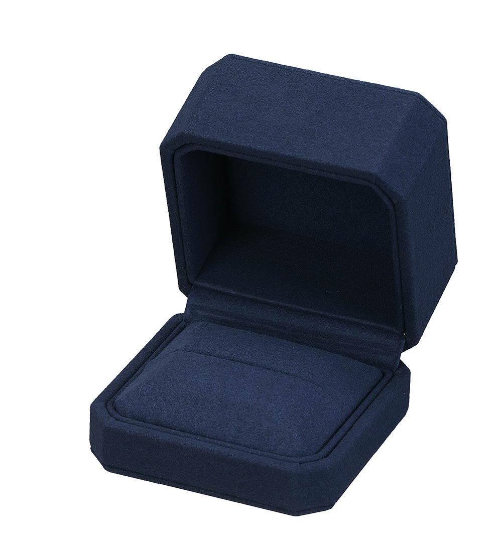 "Opulent" Ring Slot Box in Navy Blue Microsuede