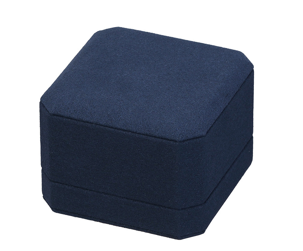 "Opulent" Ring Slot Box in Navy Blue Microsuede