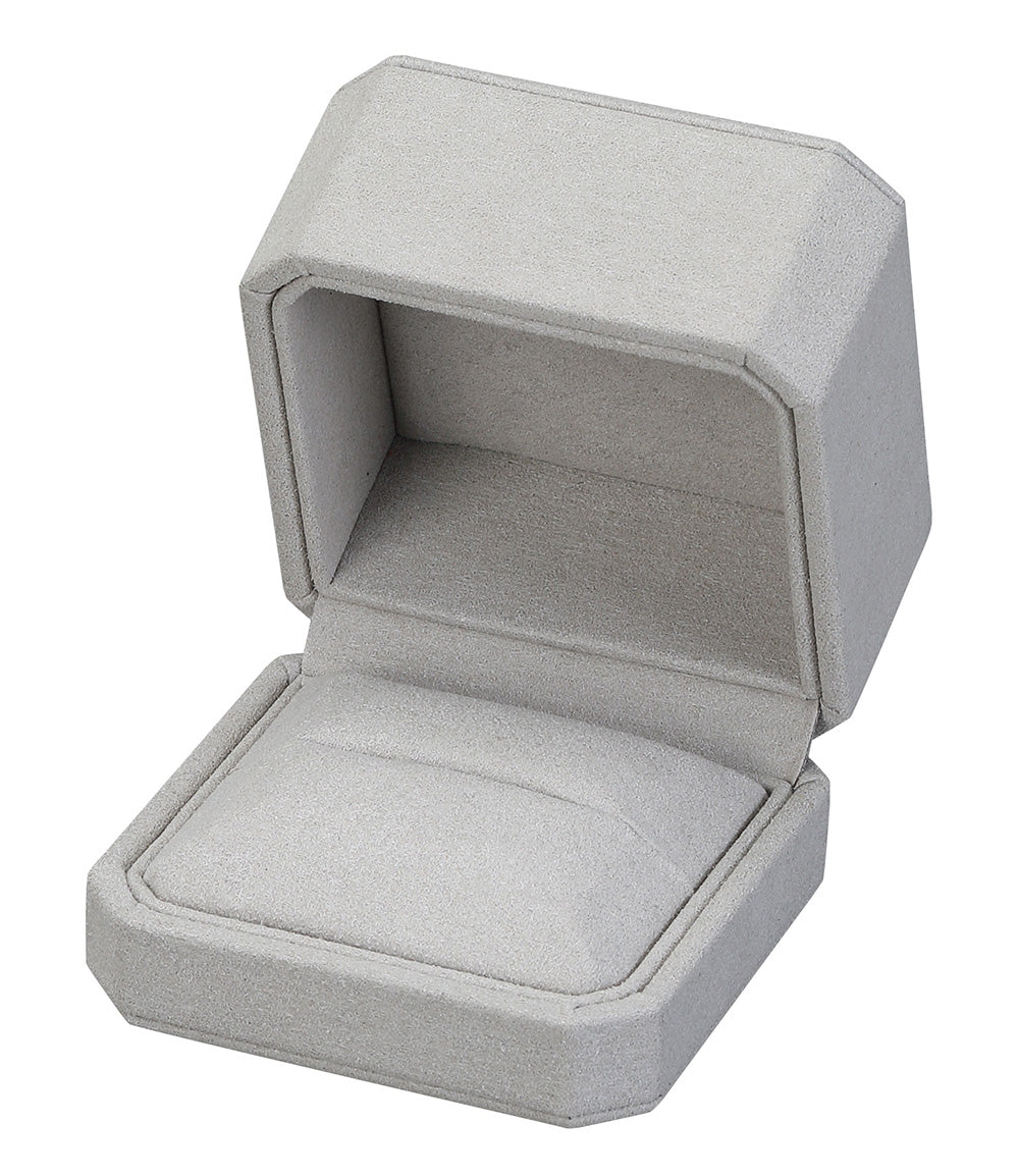 "Opulent" Ring Slot Box in Gray Microsuede